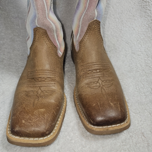 Justin LATTIE WHEAT Womens 6.5B Western Cowboy Boots L2967 Leather Square Toe - Picture 6 of 16